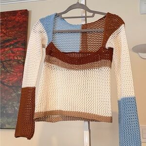 Colorblock Crochet Sweater size small
